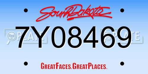 7Y08469 South Dakota License Plate