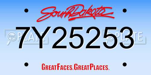 7Y25253 South Dakota License Plate