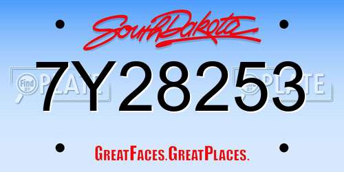 7Y28253 South Dakota License Plate