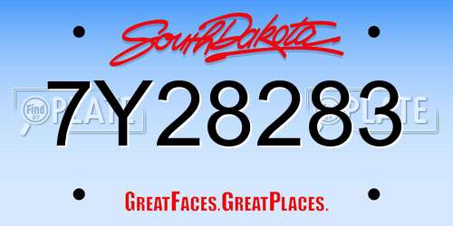 7Y28283 South Dakota License Plate