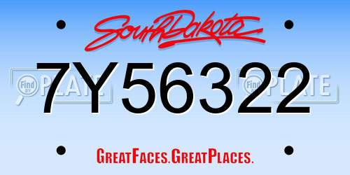 7Y56322 South Dakota License Plate