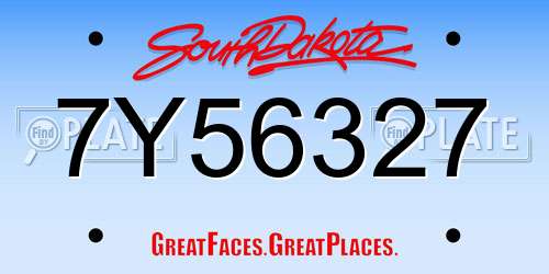 7Y56327 South Dakota License Plate