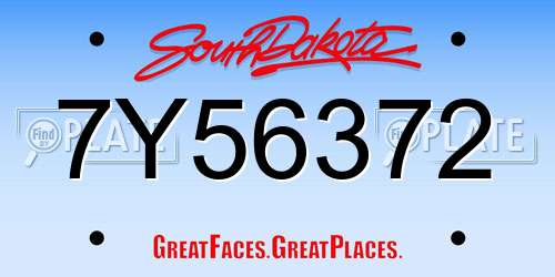 7Y56372 South Dakota License Plate
