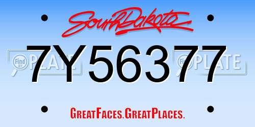 7Y56377 South Dakota License Plate