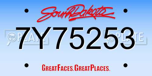 7Y75253 South Dakota License Plate