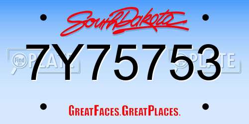 7Y75753 South Dakota License Plate