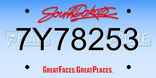 7Y78253 South Dakota License Plate