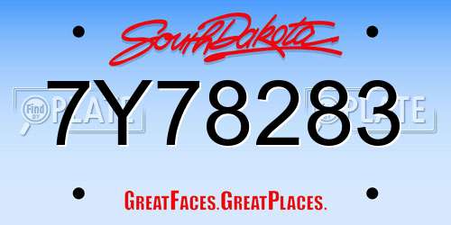 7Y78283 South Dakota License Plate