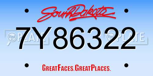7Y86322 South Dakota License Plate