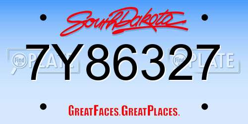 7Y86327 South Dakota License Plate
