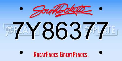 7Y86377 South Dakota License Plate