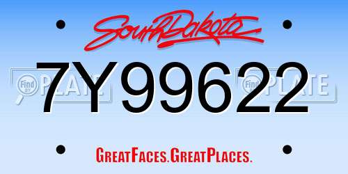 7Y99622 South Dakota License Plate