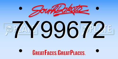 7Y99672 South Dakota License Plate