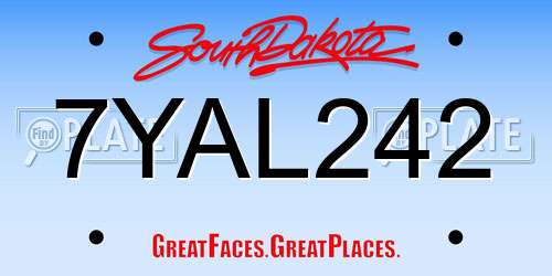 7YAL242 South Dakota License Plate