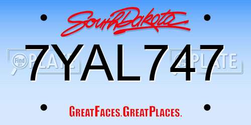 7YAL747 South Dakota License Plate