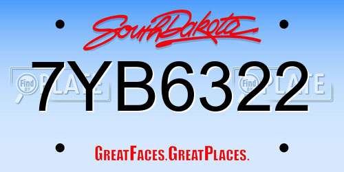 7YB6322 South Dakota License Plate