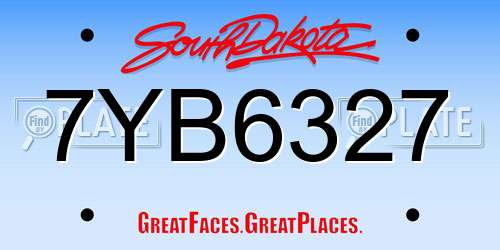 7YB6327 South Dakota License Plate
