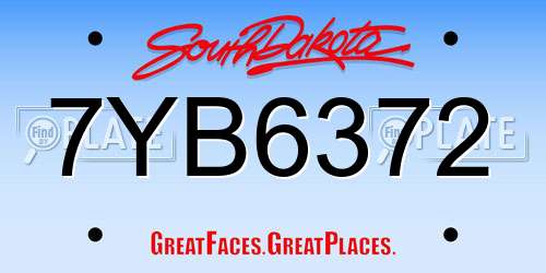 7YB6372 South Dakota License Plate