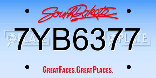 7YB6377 South Dakota License Plate