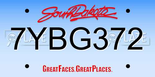 7YBG372 South Dakota License Plate