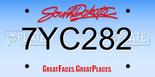 7YC282 South Dakota License Plate