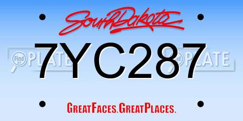 7YC287 South Dakota License Plate