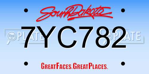 7YC782 South Dakota License Plate