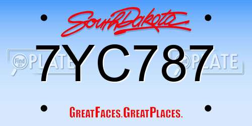 7YC787 South Dakota License Plate