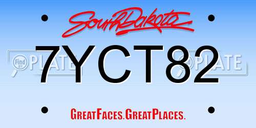 7YCT82 South Dakota License Plate