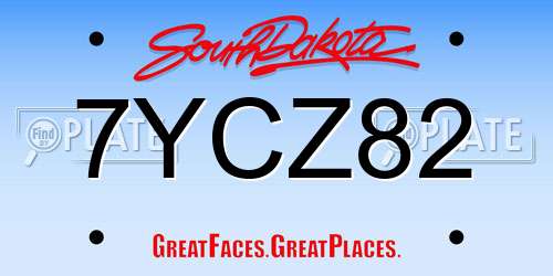 7YCZ82 South Dakota License Plate