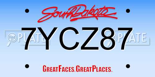 7YCZ87 South Dakota License Plate
