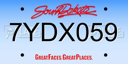 7YDX059 South Dakota License Plate
