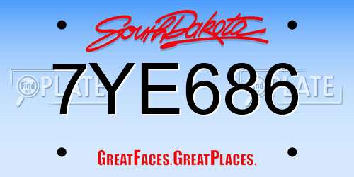 7YE686 South Dakota License Plate