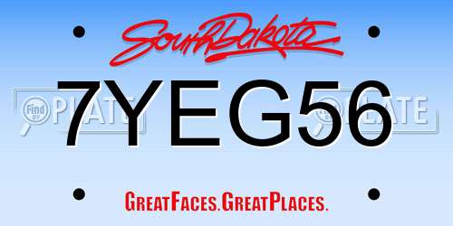 7YEG56 South Dakota License Plate