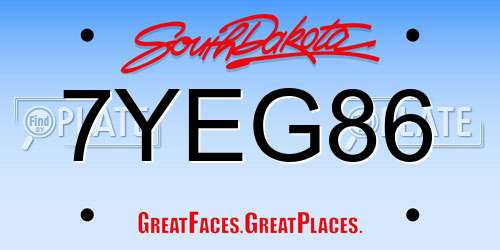7YEG86 South Dakota License Plate