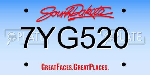 7YG520 South Dakota License Plate