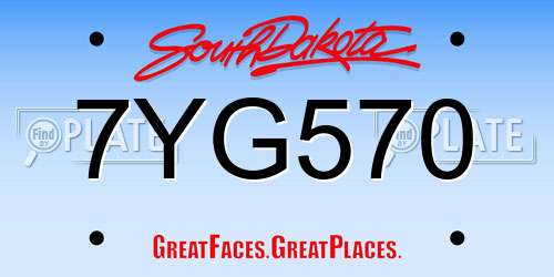 7YG570 South Dakota License Plate