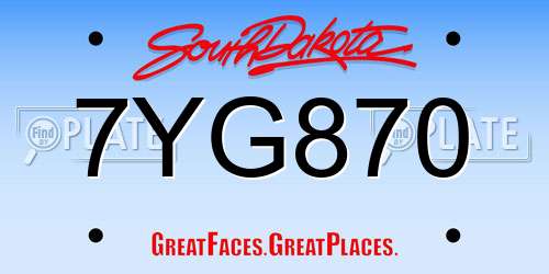 7YG870 South Dakota License Plate