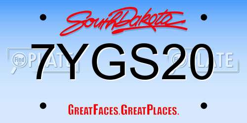 7YGS20 South Dakota License Plate