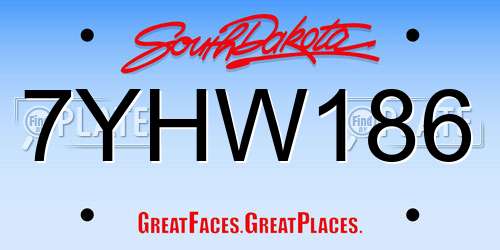 7YHW186 South Dakota License Plate