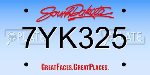 7YK325 South Dakota License Plate
