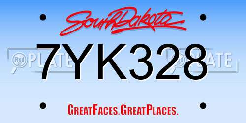 7YK328 South Dakota License Plate