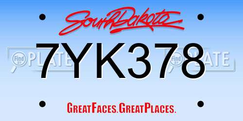 7YK378 South Dakota License Plate