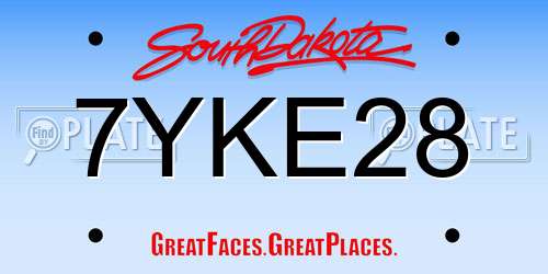 7YKE28 South Dakota License Plate