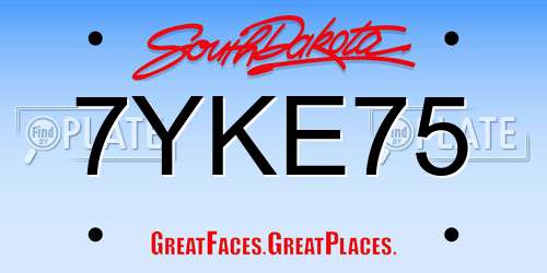 7YKE75 South Dakota License Plate