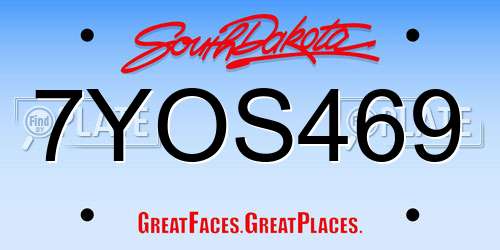 7YOS469 South Dakota License Plate