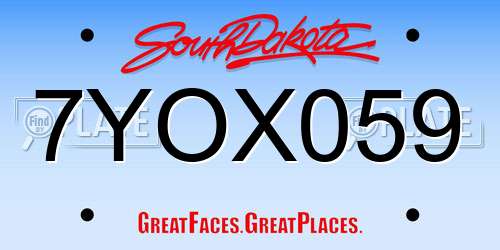 7YOX059 South Dakota License Plate