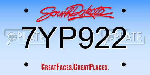 7YP922 South Dakota License Plate