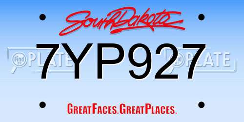 7YP927 South Dakota License Plate
