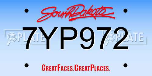 7YP972 South Dakota License Plate